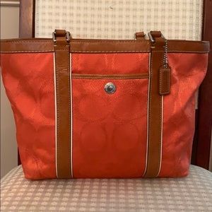 Coach Leather Trim Tote